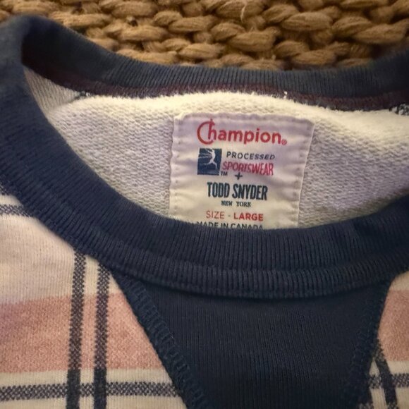 Todd Snyder Blue and Pink Plaid Sweatshirt - Picture 3 of 9